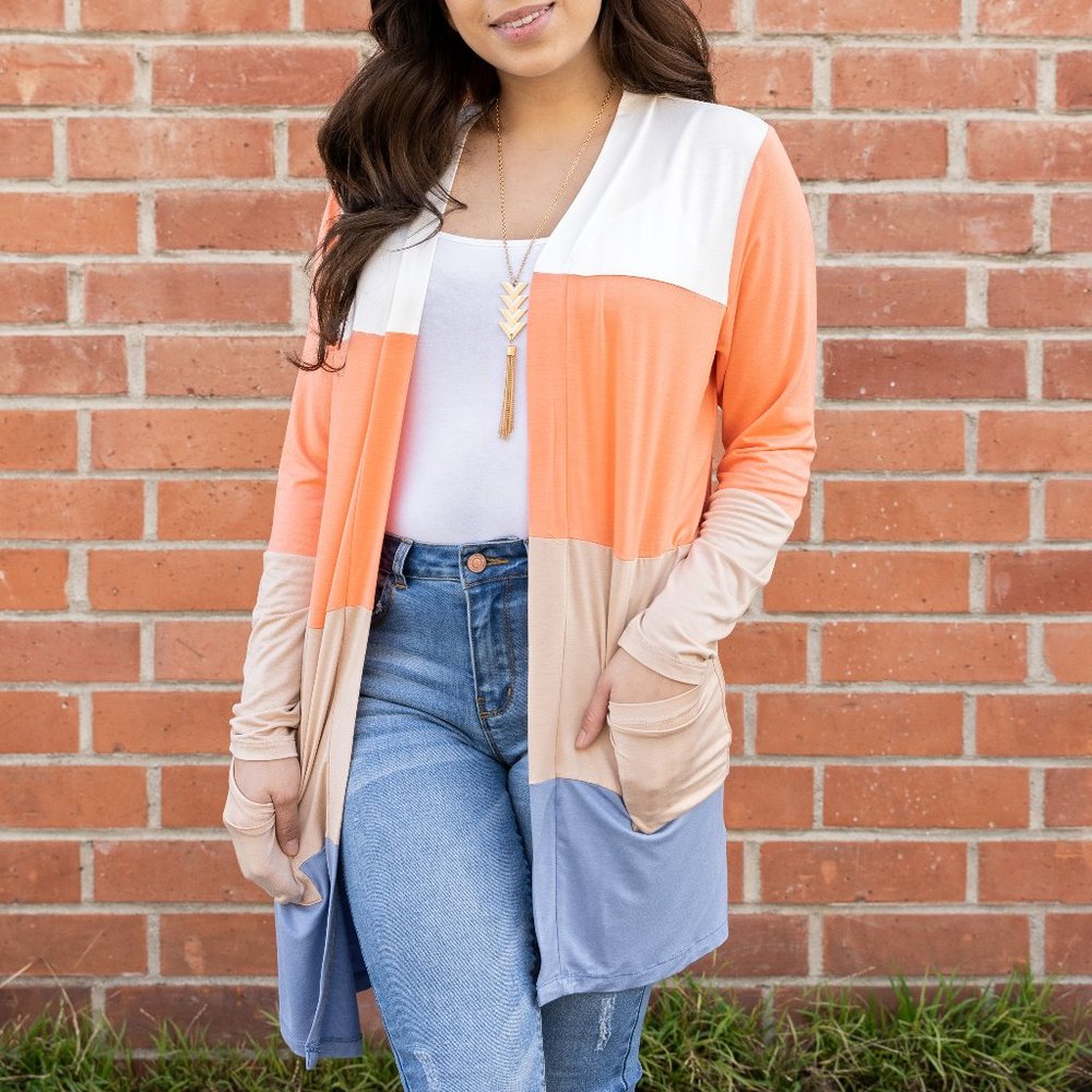 Missy and PLUS Color Block Cardigan